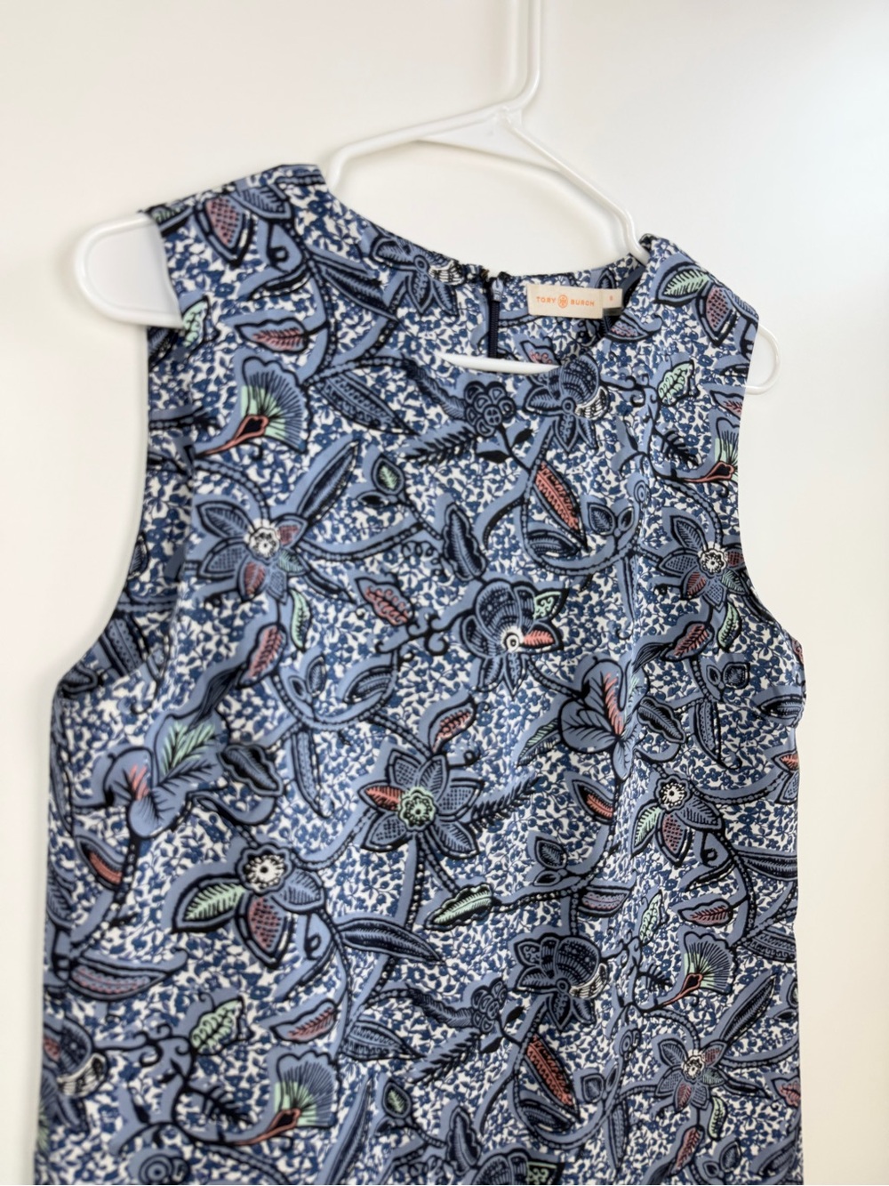Tory Burch Navy Floral Sleeveless Shift Dress - Picture 4 of 10